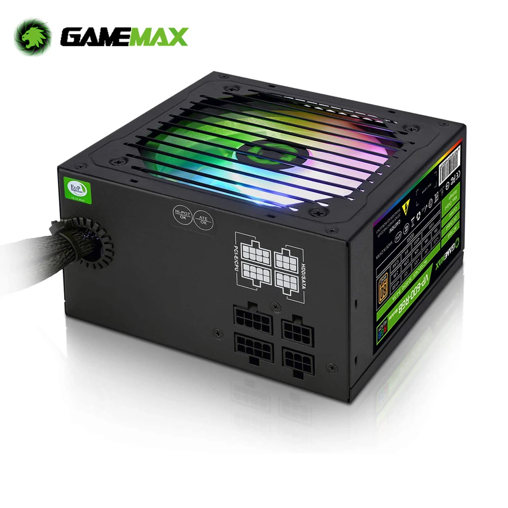 

GameMAX VP-600-M-RGB RGB ПК Питание 600 Вт Semi модульный 80 + бронза PSU PFC бесшумный вентилятор компьютера SATA консоль для ПК-игр с поддержкой Windows Питание