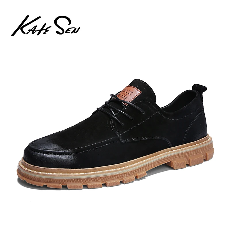 KATESEN 2019 Autumn New men shoes Men Martens Shoes Brogue Casual Genuine Leather Work Business | Обувь