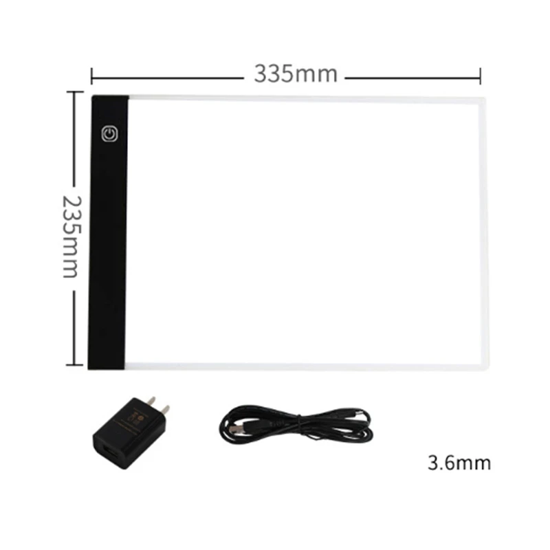 Dimmable A4 Size Led Light Pad Tablet Eye Protection Copy Board Diamond Embroidery Drawing Kids Gifts US Plug |