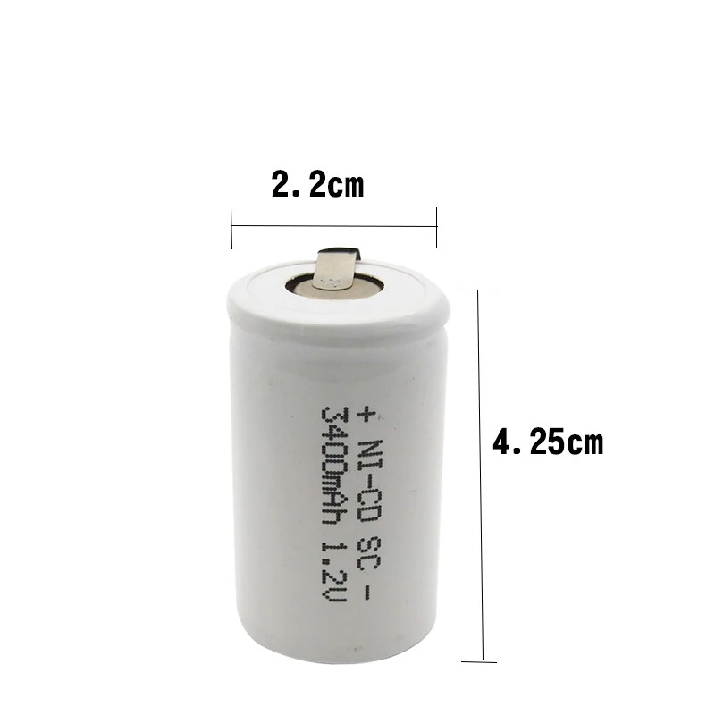 18pcs SC 3400MAH 1.2V Rechargeable Battery 4/5 Sub C Ni-cd Cell with Welding Tabs for Electronic Gadgets | Электроника
