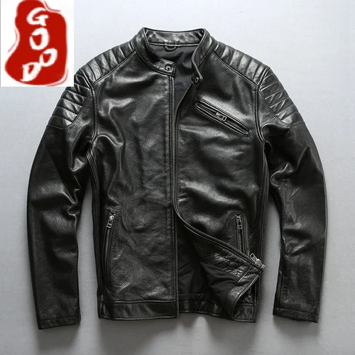

Winter Autumn 100% Genuine Leather Jacket Men Streetweaar Real Leather Coat Man Moto Biker Natural Cow Leather Jackets 20
