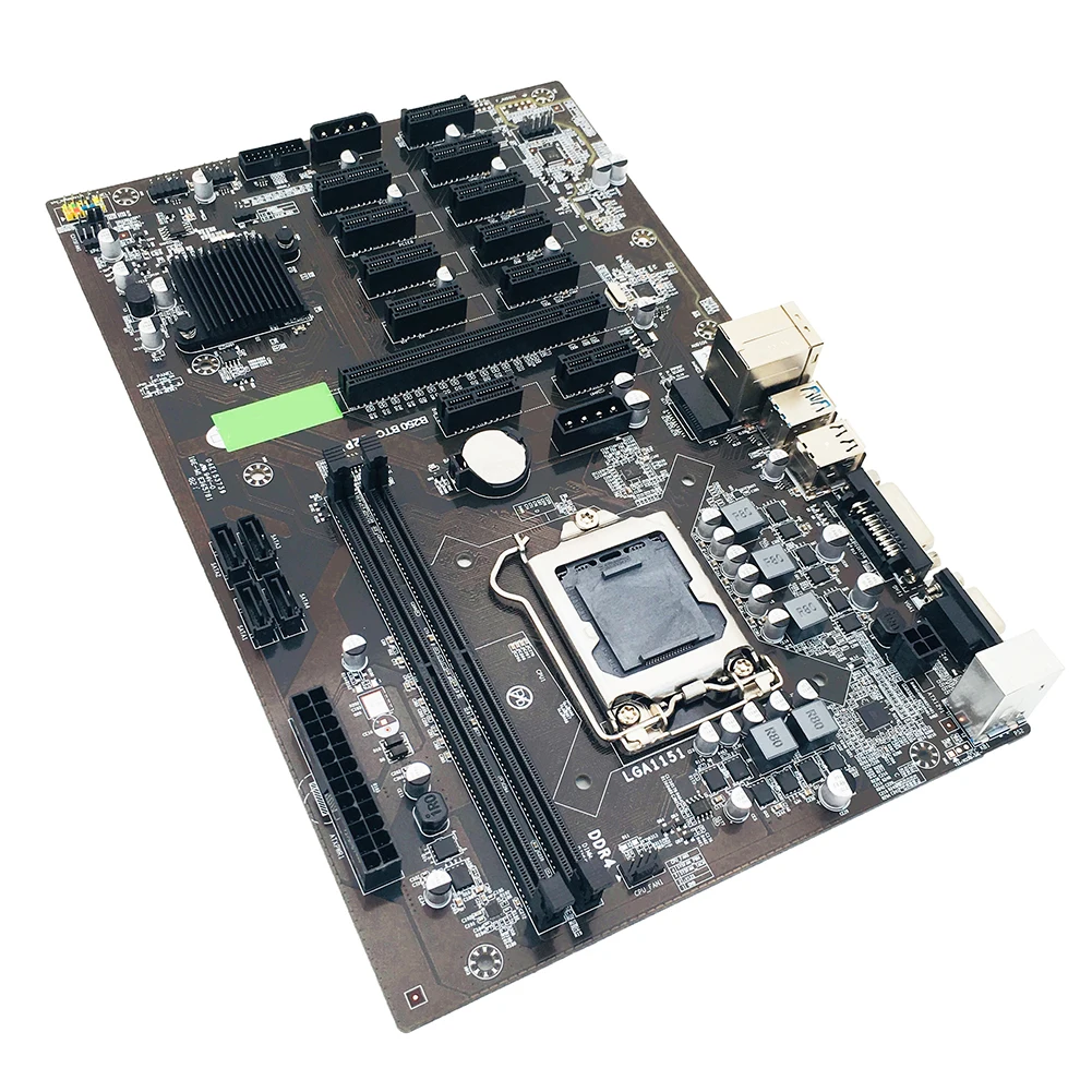 

Материнская плата B250 BTC для майнинга, портативная видеокарта 12X PCIE DDR4 DIMM с поддержкой процессоров LGA 1151 6-го и 7-го поколения