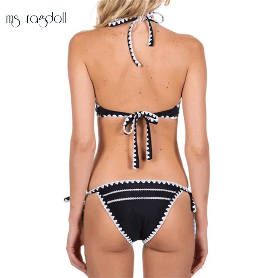 Сексуальный женский купальный костюм Женский Бандаж пуш-ап бикини однотонный