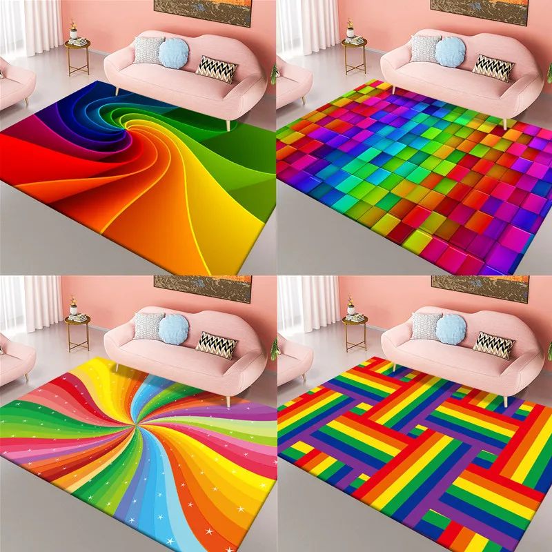 Радужный ковер для гостиной коврик ванной нескользящий мультяшный спальни кухни