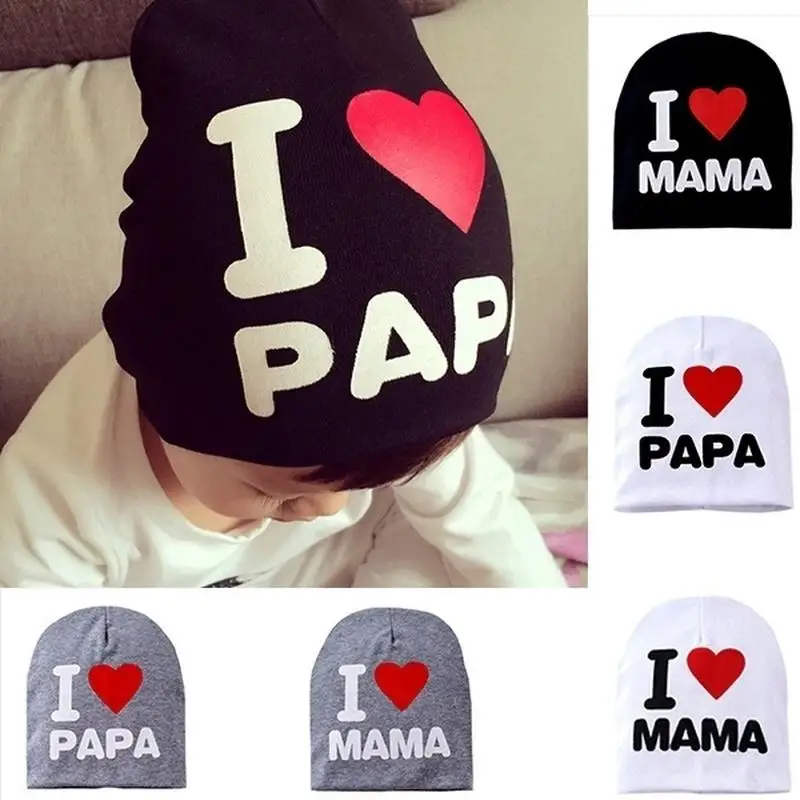 Мягкая хлопковая шапочка с надписью I LOVE MAMA/PAPA для маленьких мальчиков и девочек