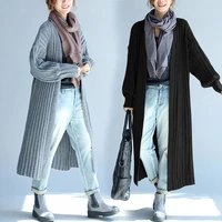 autumn and winter womens sweater casual temperament comfortable loose knit long sleeved mid length cardigan sweater cloak