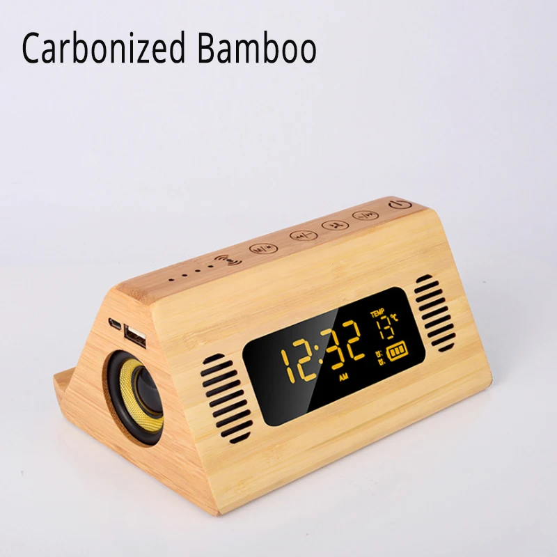 

Деревянный Bluetooth-динамик FYD912 с цифровой сигнализацией и разъемом для TF-карты, FM-радио, аудио, голосовой трансляции, звуковая коробка