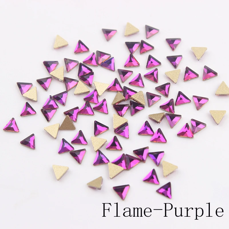Flame-Purple Лидер продаж прозрачные новых малых Треугольники ногтей Стразы 13 видов цветов модный хрустальный камень 30/100 pcsdiy ногтя украшения - Цвет: Flame-Purple