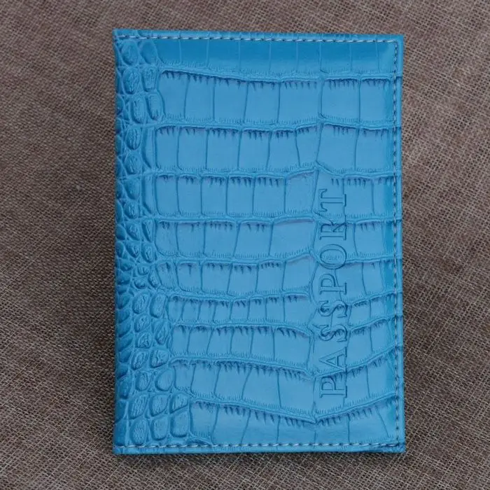 Sky Blue TRASSORY Аллигатор кожа паспорт и дорожный держатель документов Обложка для паспорта чехол для мужчин и женщин - Цвет: Sky Blue