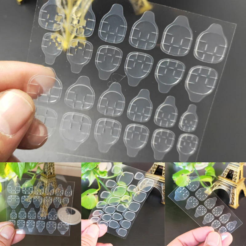 

1 Sheet Woman Standard Double Sided Clear Nail Adhesive Gel Tabs Apply Fake Nails Tools Cheap Press On Nails