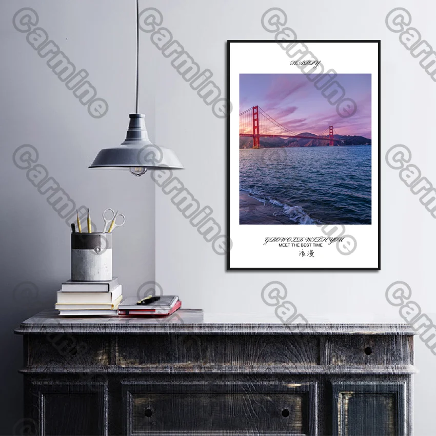 

Poster Romantic Sea View Landscape Canvas Painting Wall Art Nature Home Decoration for Living Room and Bedroom Frameless Style