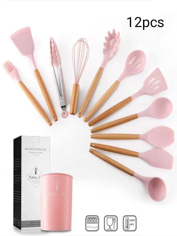 12 шт набор силиконовых кухонных принадлежностей с антипригарным шпателем лопата