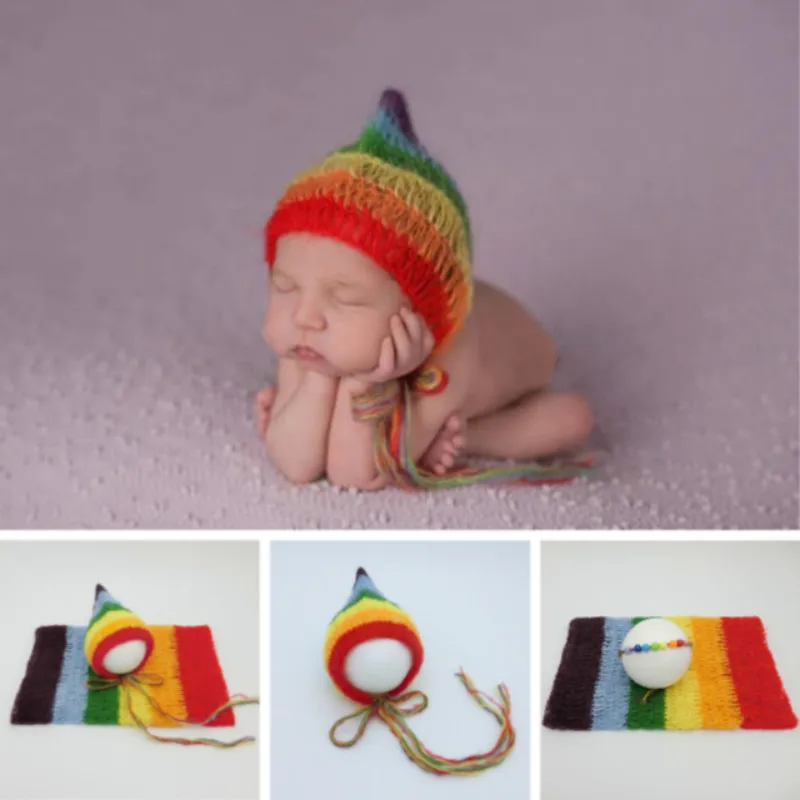 Реквизит для фотосессии новорожденных радужные шапки Детский Пеленальный