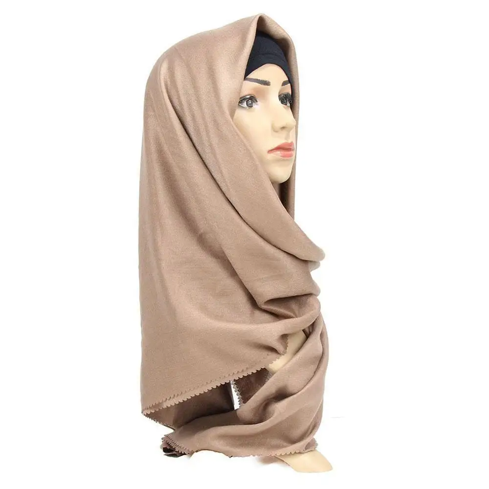 Женский хиджаб из смесового хлопка плиссированный мусульманская шаль с