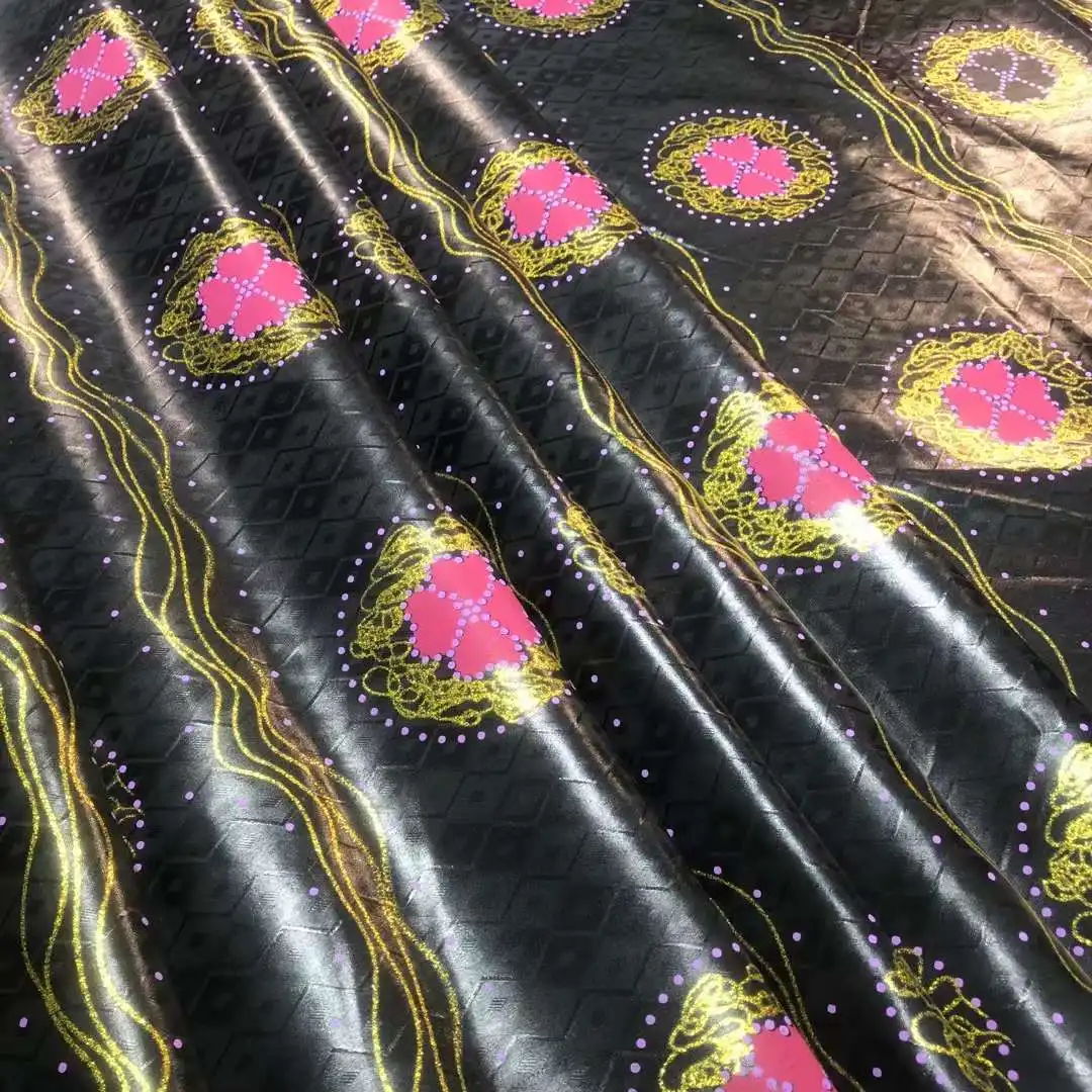 

Top Quality Shining Golden-Plating Bazin Riche Atiku Fabric 10 Yards/Pc Nigerian Cotton Brocade Tissu African Bazin Riche Fabric