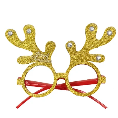 gold antlers 10 шт./упак. рождественские очки игрушки для рождественской вечеринки Санта Снеговик очки с рогами фестиваль украшения для очков для детской вечеринки - Цвет: gold antlers