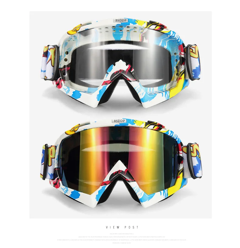 Цветное Защитное снаряжение для мотоцикла гибкий шлем Креста лыжные очки маска