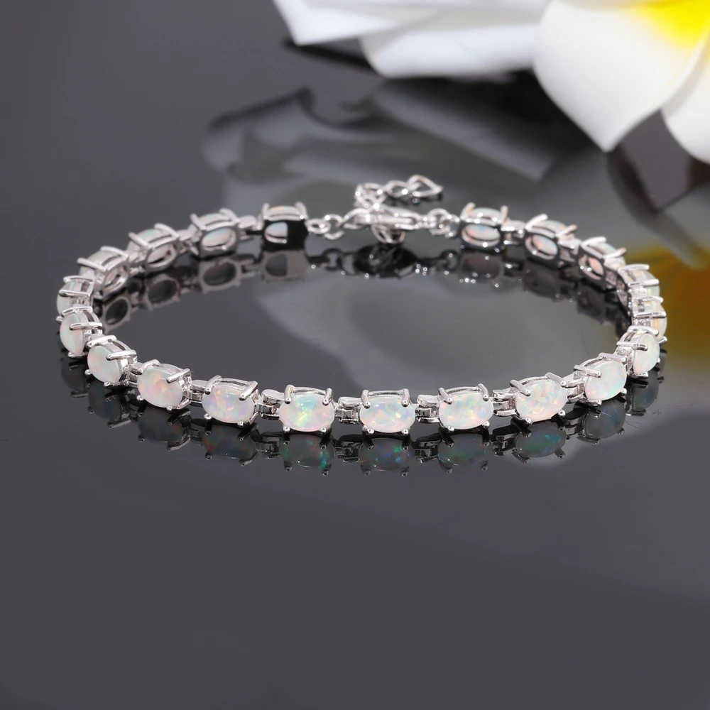 Женский теннисный браслет CiNily из белого синего розового огненного опала с