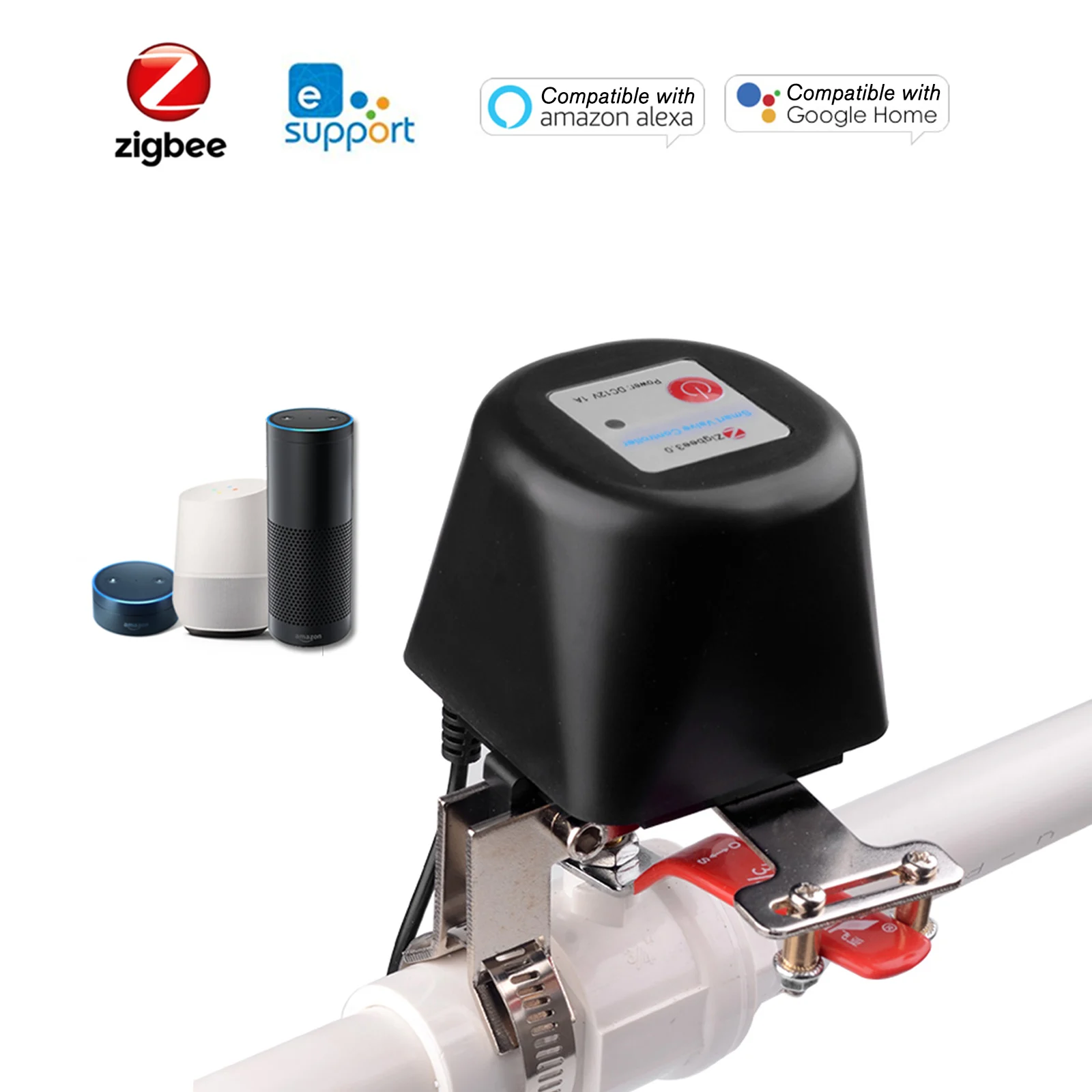 Фото Умный клапан для воды/газа eWelink Zigbee автоматическое управление совместим с Alexa Google