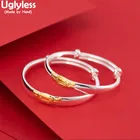 Uglyless год быка ближайшие 1 пара 999 серебристого цвета из коровьей кожи крупного рогатого скота браслеты с животными для новорожденных мальчиков и девочек Глянцевые Серебряные двухтактный браслет