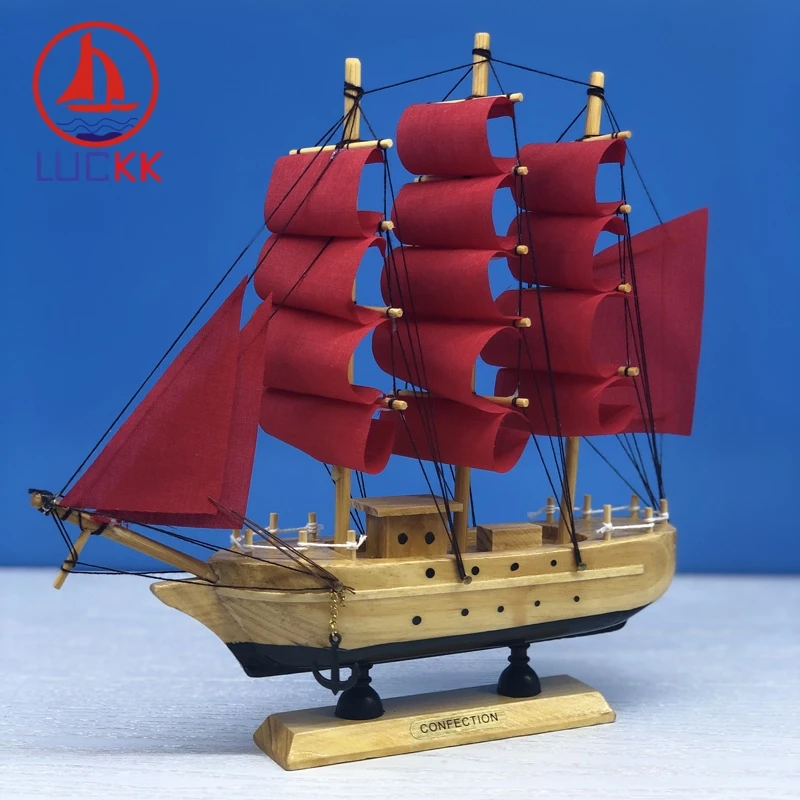 LUCKK 24 см деревянная фигурка для парусной лодки в средиземноморском стиле красное