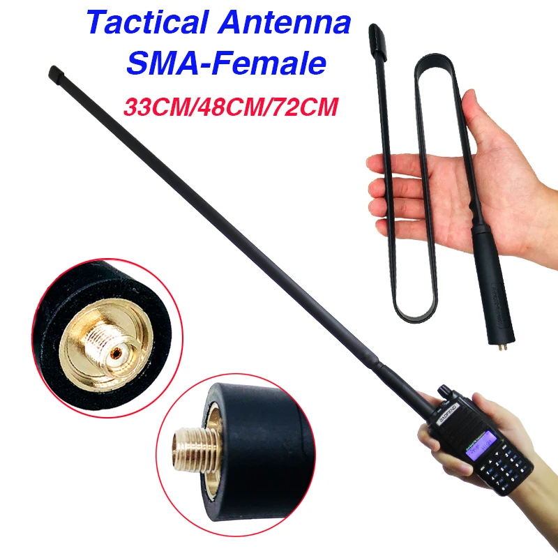 Тактическая Складная антенна 33/48/72 см CS SMA Female Dual Band VHF UHF для портативной