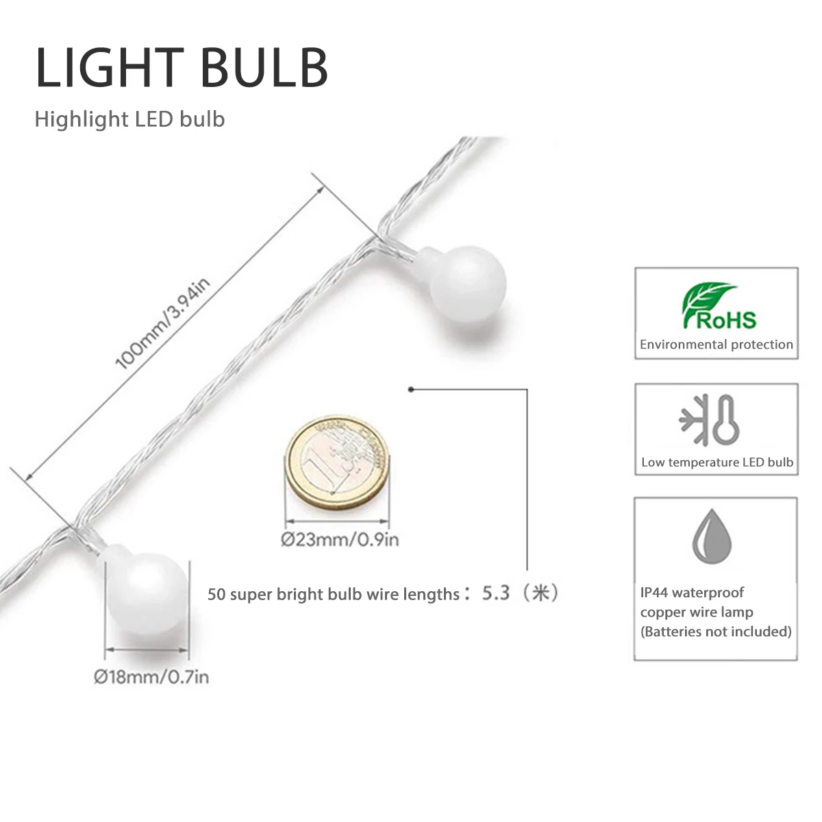 1 5/3/6 м Батарея Водонепроницаемый Фея гирлянды светодиодные шар декоративные для