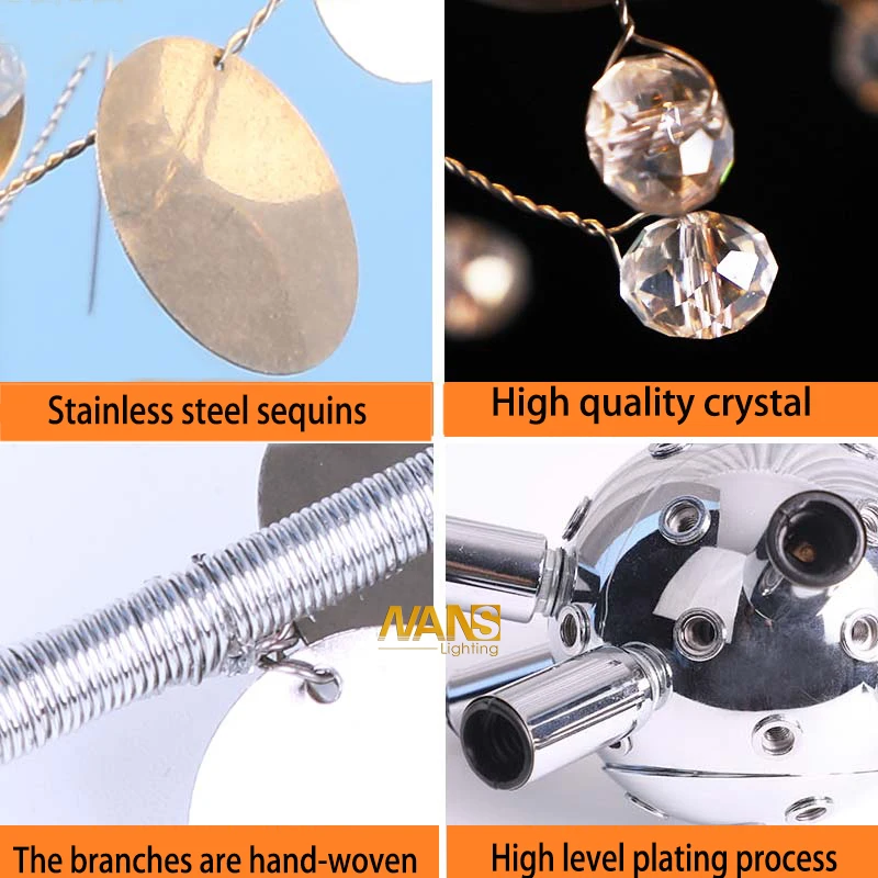 Современная Люстра для гостиной спальни E14 светодиодный светильник k9