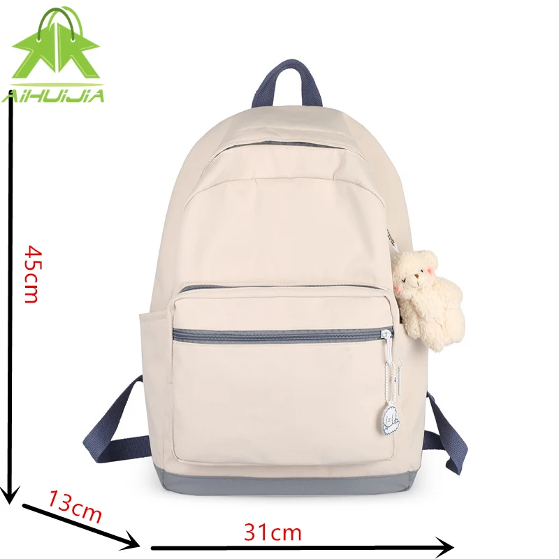 

Fashion Unisex Solid Color Multifunction Backpack High Capacity Student School Bags New Nylon Casual Travel Women Shoulder Bag