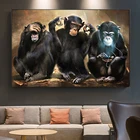 Современная животная обезьяна три забавные Orangutans Картина на холсте постеры и принты Настенная картина для гостиной