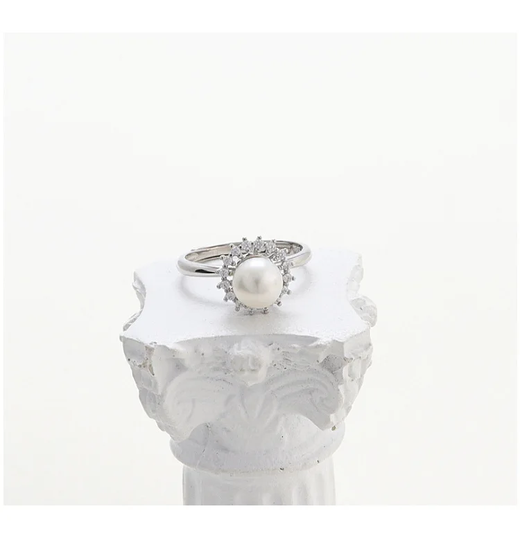 

Rotating ring female silver holder fashion S925 silver open ring wholesale inlaid 7-8 ring holder silver jewelry