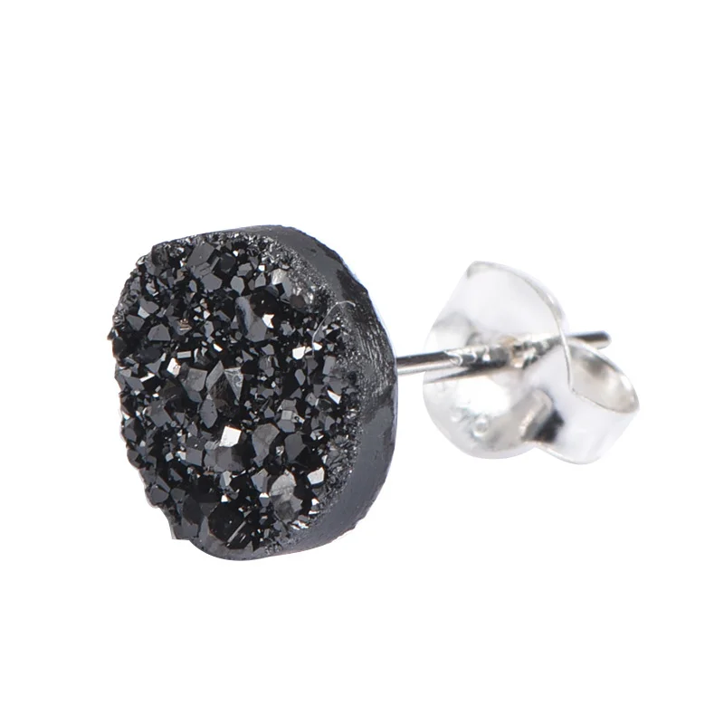 

yin man 925 Silver Earrings Men Fashion Fashionmonger Cool Street Hong Kong Style Black-and-White Blue Rounded Single Ear Rings