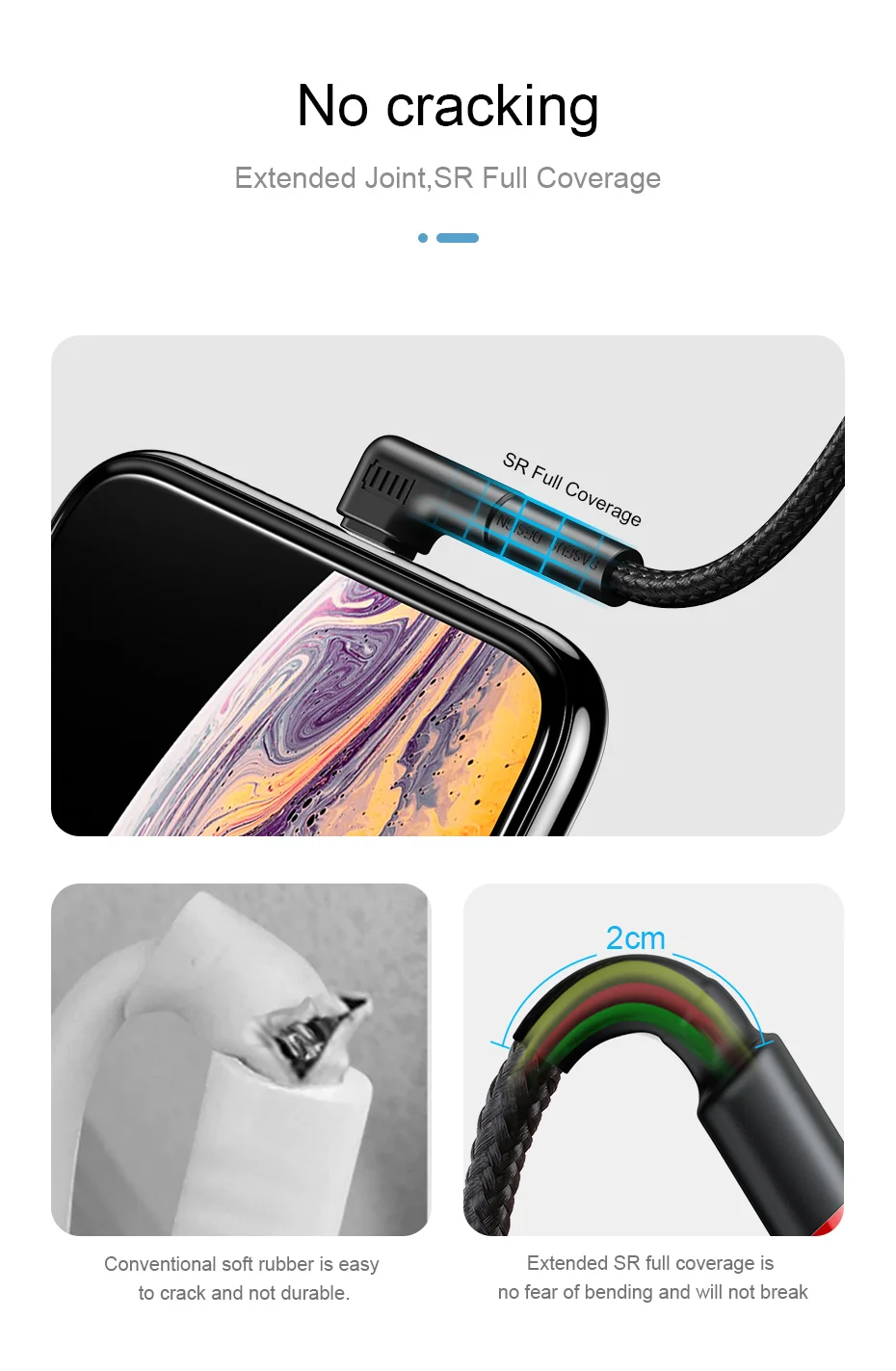 Baseus USB кабель для iPhone XR Xs Max 8 7 Plus 2.4A Быстрая зарядка светодиодный светильник локоть Зарядное устройство USB кабель для передачи данных для мобильного телефона