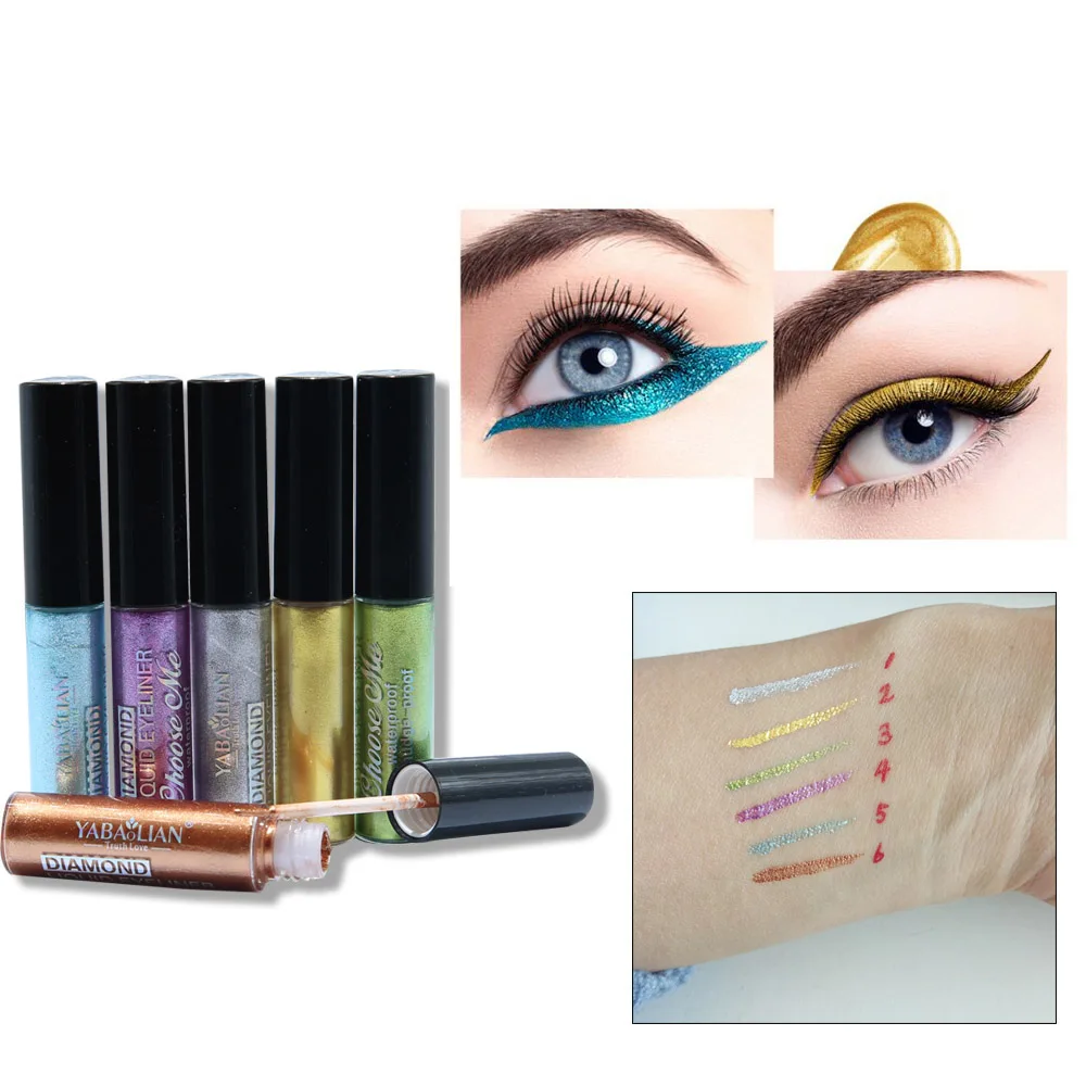 

6 Color Glitter Eyeliner Shimmer and Shine Gel Long Lasting Waterproof Liquid Eye Pencil Glue Makeup Cosmetics