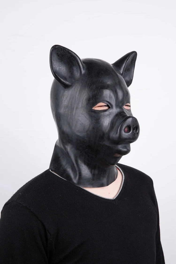 Со Свинкой Пеппой головных уборов Лакированная кожа черная маска натуральный