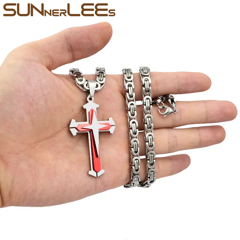 SUNNERLEES 316L Подвеска из нержавеющей стали с крестом Иисуса Христа Византийская