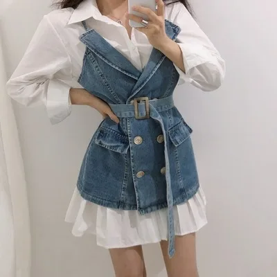 Весна 2020 костюм из двух предметов модное белое Плиссированное базовое платье с