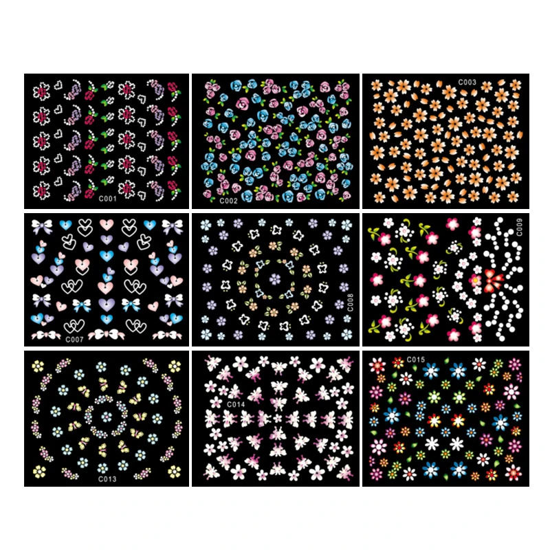 

50 pcs Nail Art Transfer Stickers 3D Design art Manicure Tips Decal Decorations high quality hot selling DIY