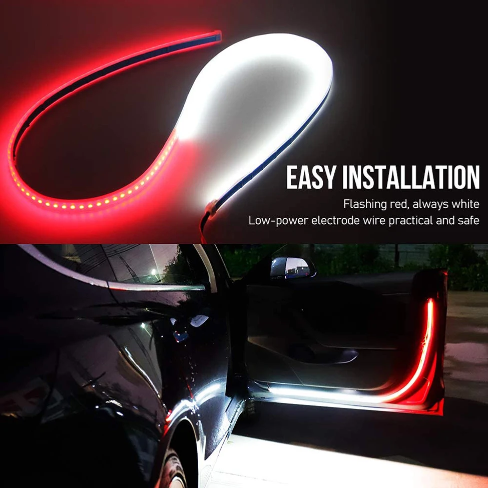 1pcs Car Door Decoration Light Strips Styling Strobe Flashing Safety 12V LED Opening Warning Lamp Strip Waterproof | Автомобили и