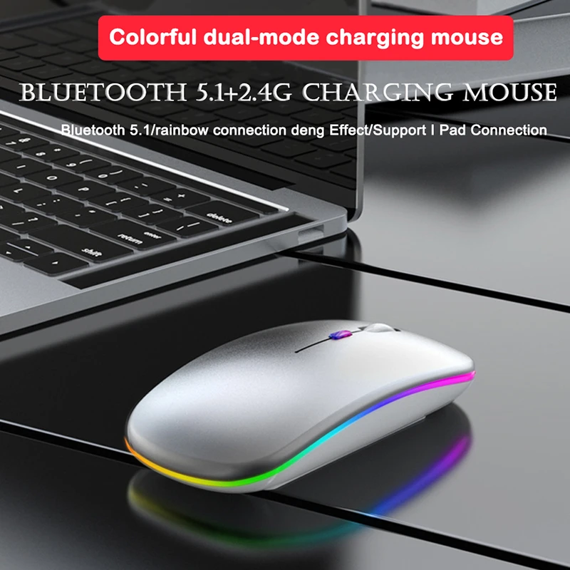 SeenDa Bluetooth Беспроводной мышь 1600 Точек на дюйм Цветная (RGB) светодиодная игровая для