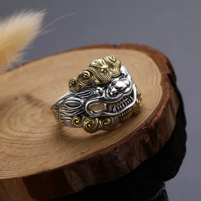

Men Women Adjustable Ring 100% Real 925 sterling silver Jewelry Animal Lucky Brave Troops Opening Ring 2020 New Arrival