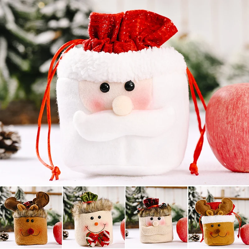 

1 шт., рождественские подарочные пакеты на шнурке