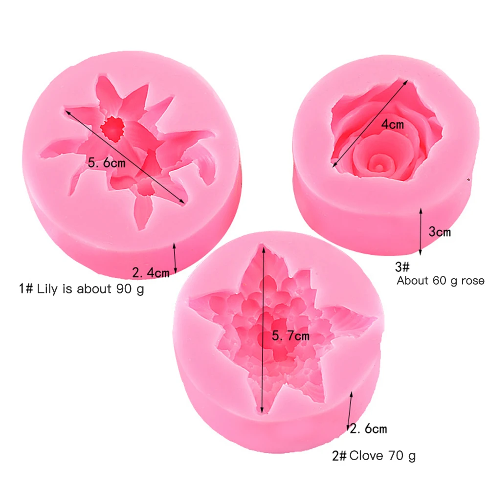 Сиреневый Роза Лилия силиконовая форма для помады гипса украшения тортов Diy