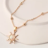 bohemia fashion sun gem necklace gold drop necklace for women female boho wedding party jewelry gift for her