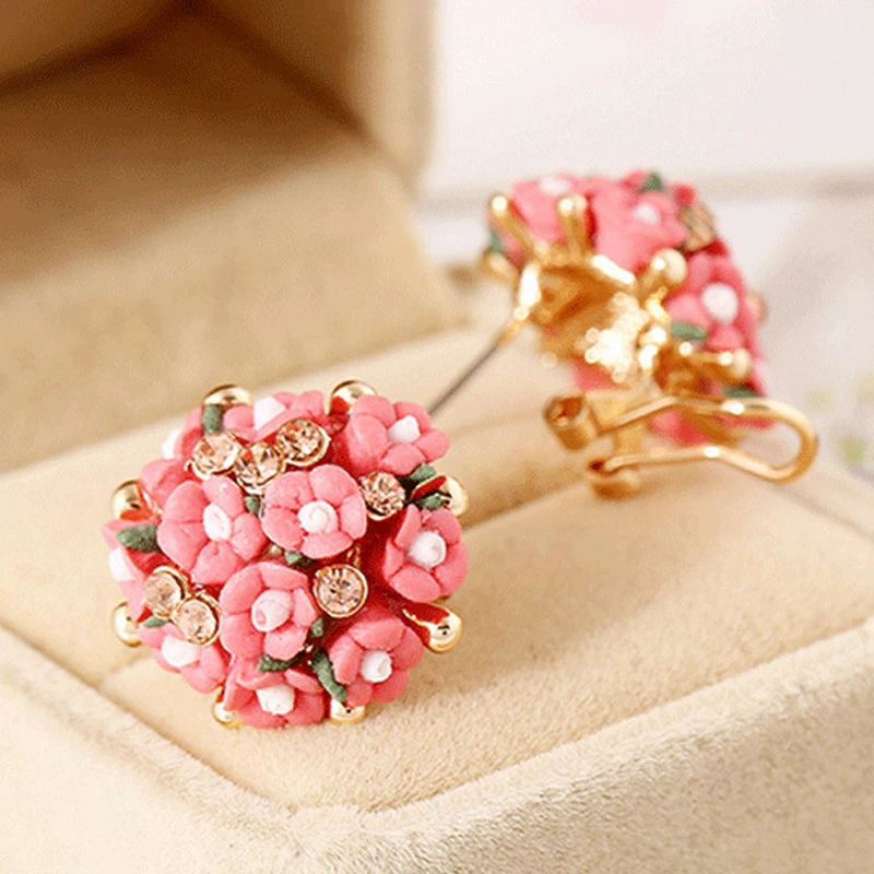 Серьги гвоздики женские керамические в вечерние цветка розы|Серьги-гвоздики| |