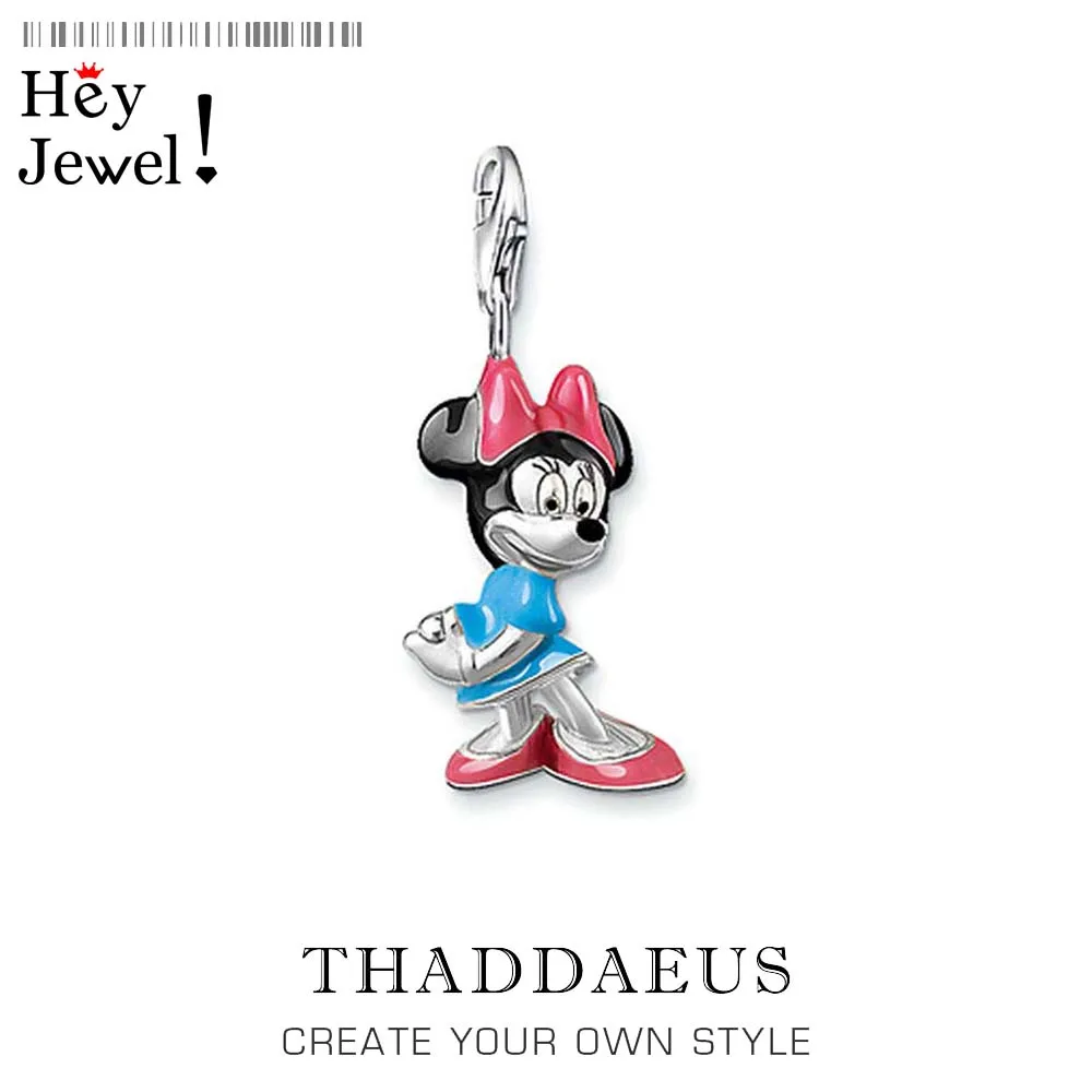 Подлинная 925 пробы серебряная кукла мышка подвеска новинка 2019 подарок подходит