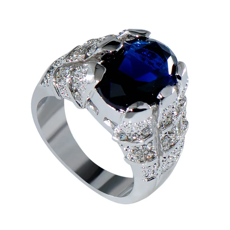 Bague Ringen, классическое Настоящее серебро, 925 кольцо с 11*14 мм овальным сапфиром, драгоценным камнем для мужчин и женщин, кольцо, подарок на свадьбу