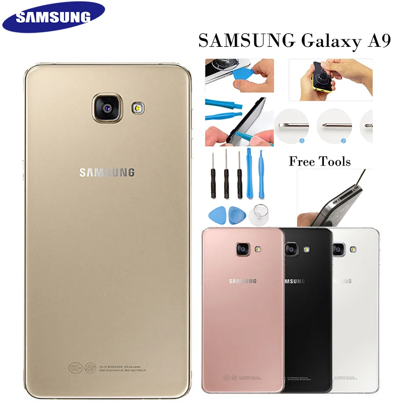 Оригинальный Samsung Galaxy A9 2016 SM-A9000 стеклянный корпус задняя крышка батарейного