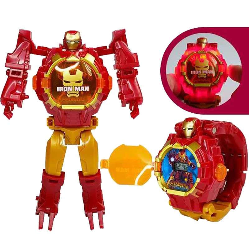 Часы Марвел Железный человек паук Халк со светящимися игрушками Настольный