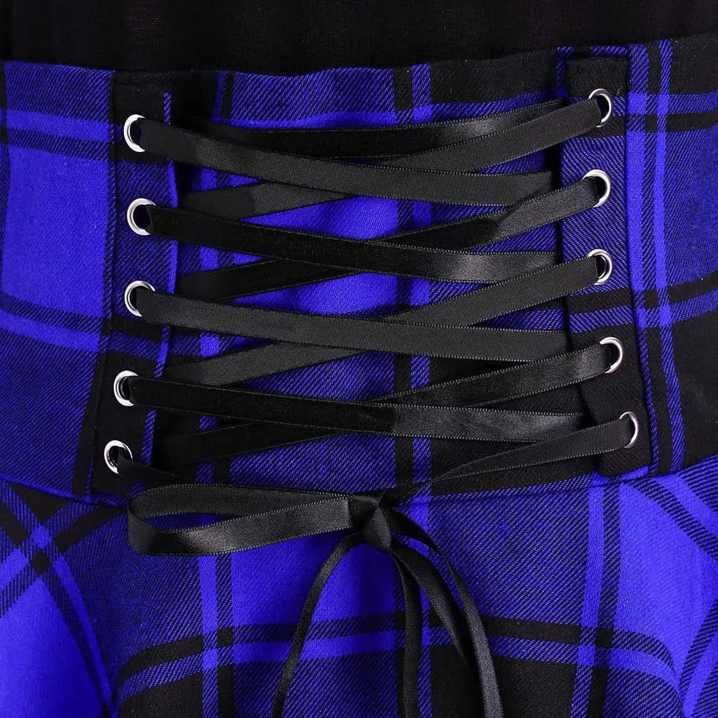 

2021 Vintage Summer Women Dress Hot Sale Casual O-Neck Lace Up Tartan Plaid Print Half Sleeve Asymmetrical Mini Retro Sundress